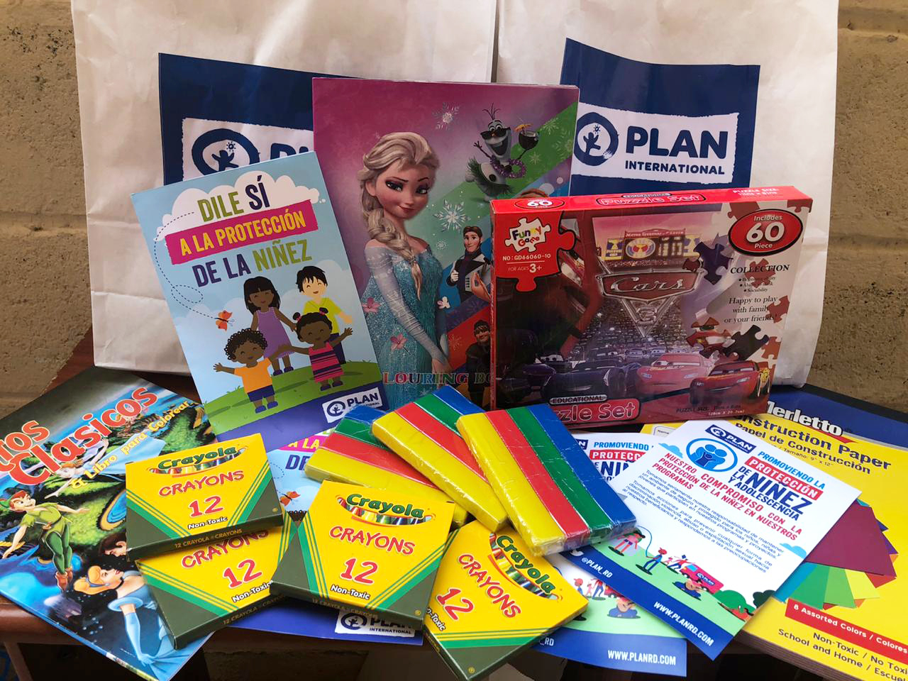 Contents of the education and play kits distributed to sponsored children by Plan International