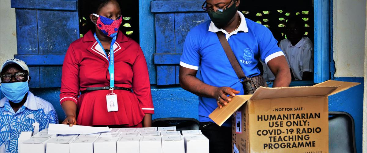 Radios being packaged for delivery