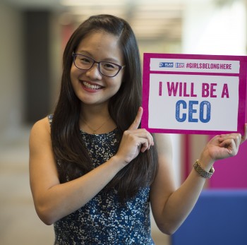 Youth holding sign saying I will be CEO