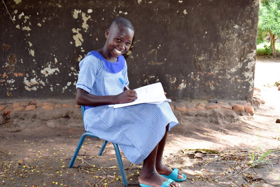 Safinah uses one of the learning kits to study at home